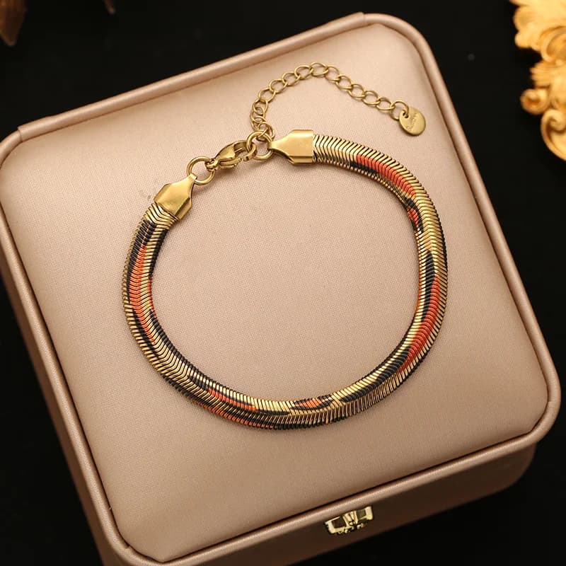 Stainless Steel Three-Layer Crossed Chain Bangle