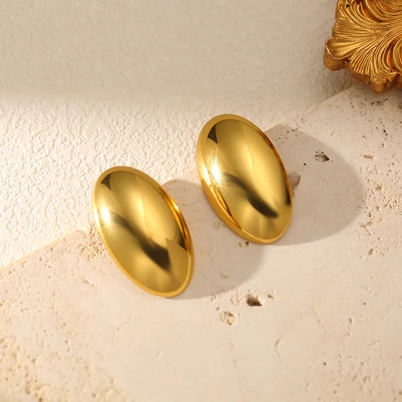 Geometric Heart Gold Color Stud Earrings