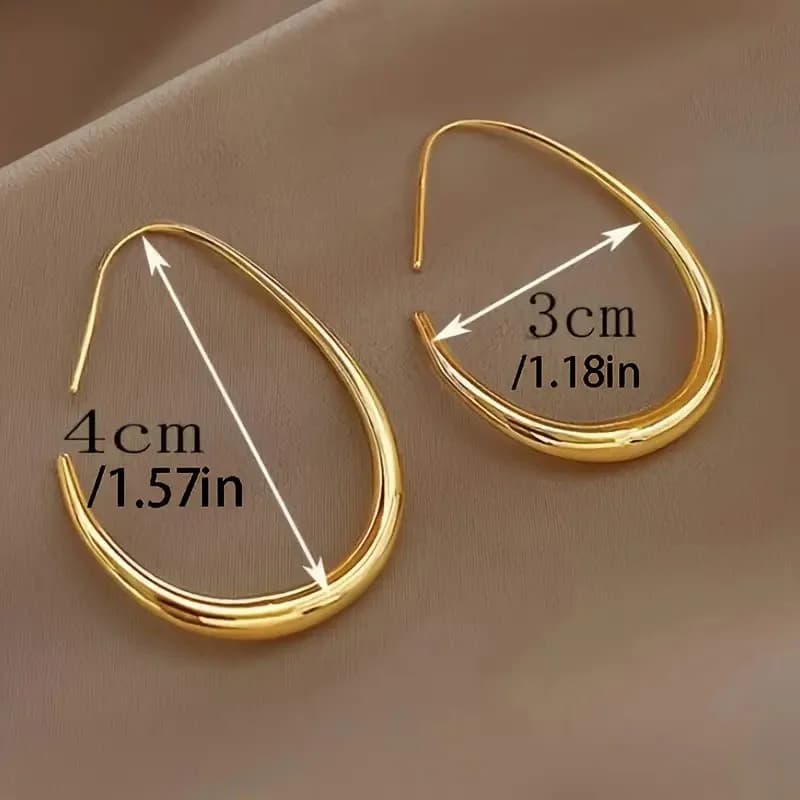C-Shape Stud Earrings, Gold Plated Stainless Steel