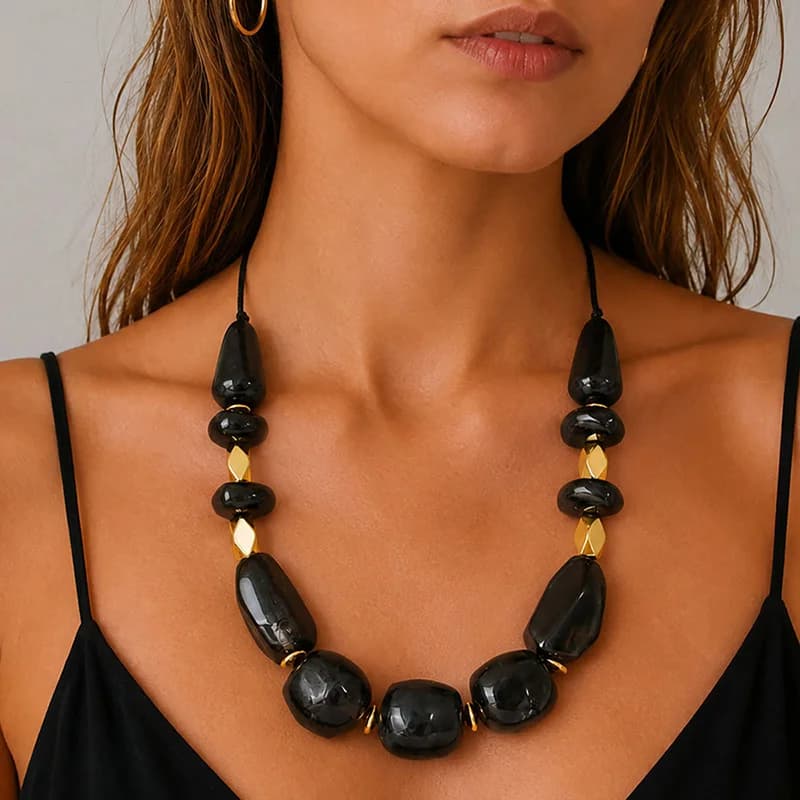Brown Resin Bohemian Choker Necklace
