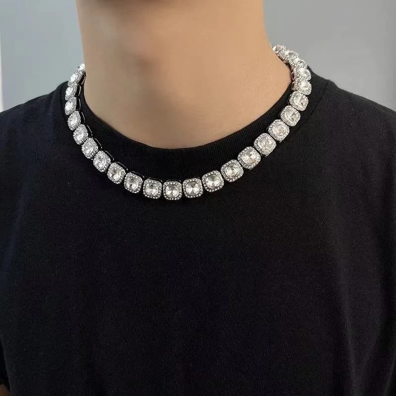 สร้อยคอโซ่ Cuban สแตนเลสสตีล 316L ประดับเพชร Zircon