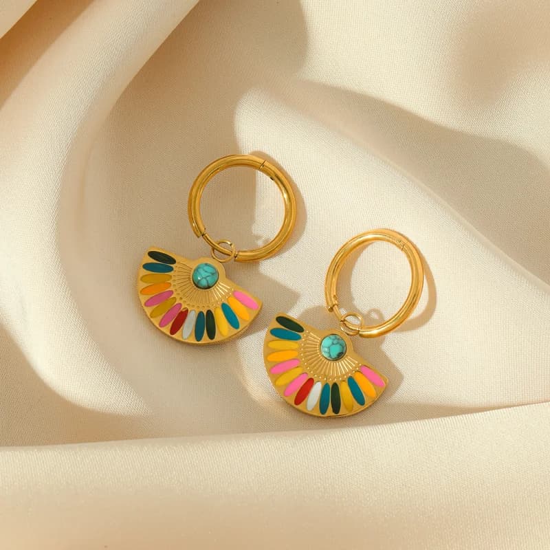 Sun, Moon, and Heart Dangle Earrings, Stainless Steel