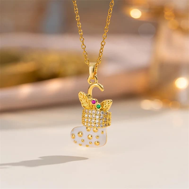 Sparkling Zirconia Christmas Pendant Necklace