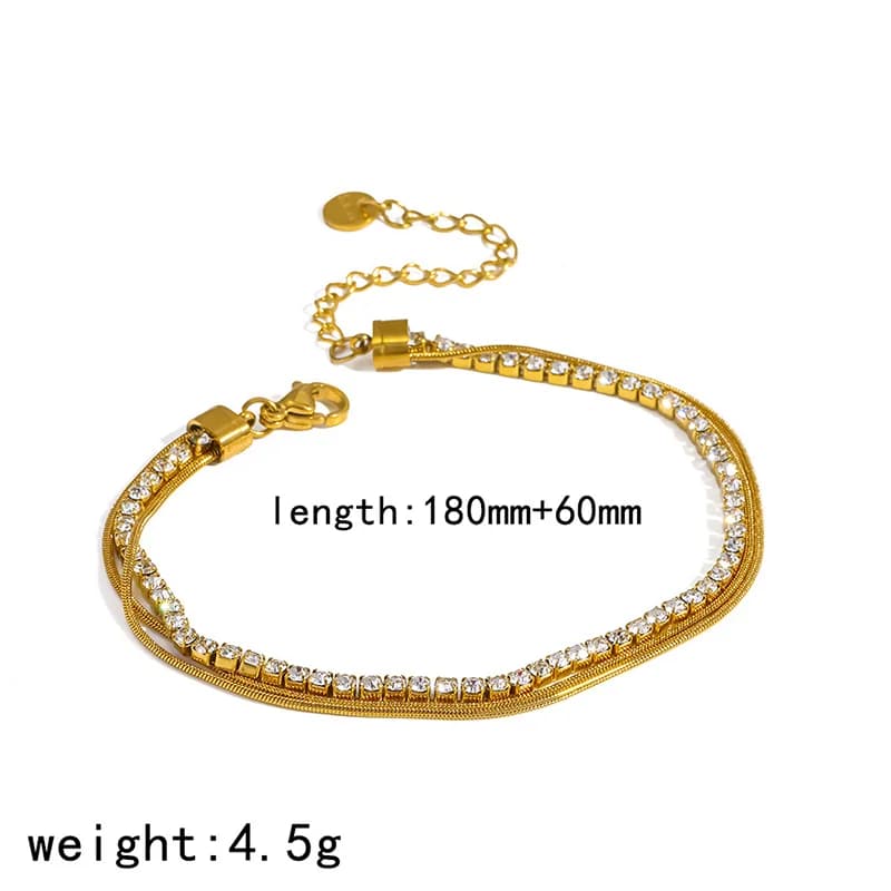 Cubic Zirconia Chain Bracelet Bangle, Gold