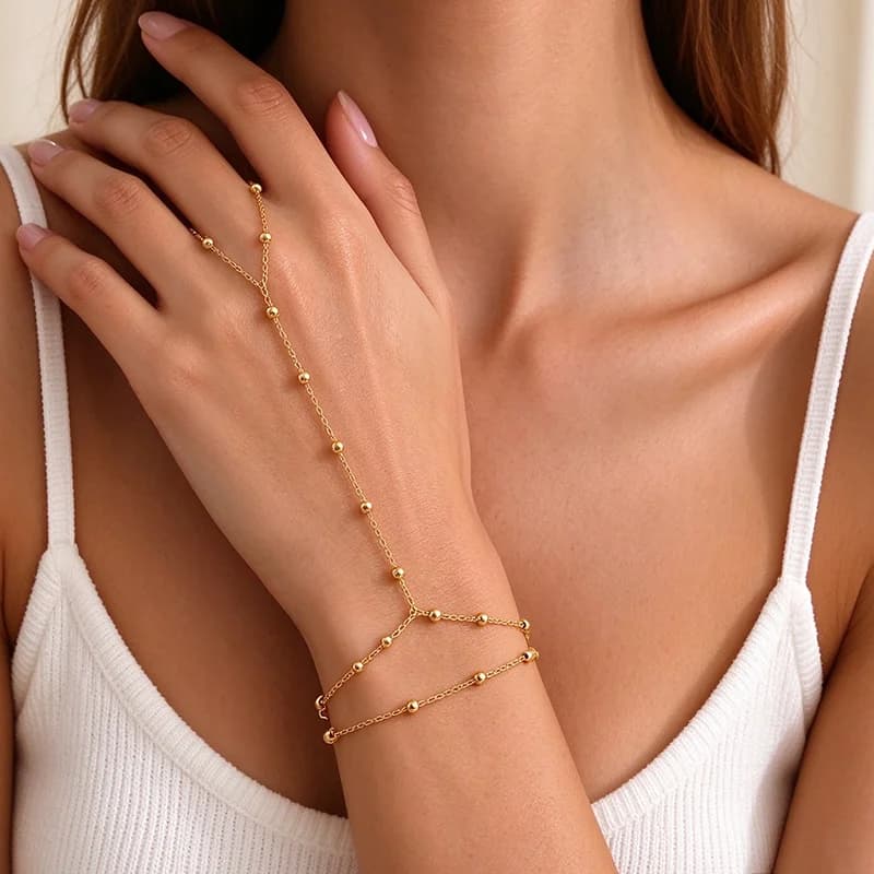 Textured Metal Bead Chain Bracelet