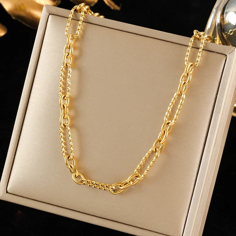 Gold Color Chain Necklace and Bracelet Set