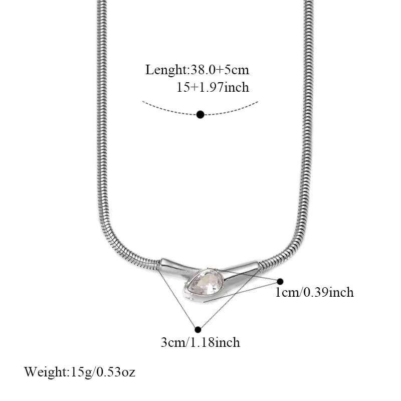 Snakehead Zircon Necklace, Silver Color