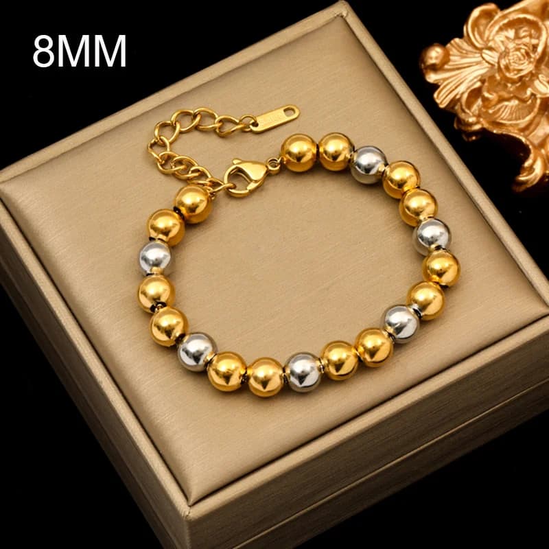 316L Stainless Steel Gold Color Heart Bead Bracelet