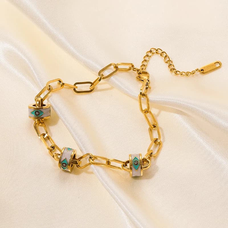 Geometric Circle Charm Stainless Steel Bracelet