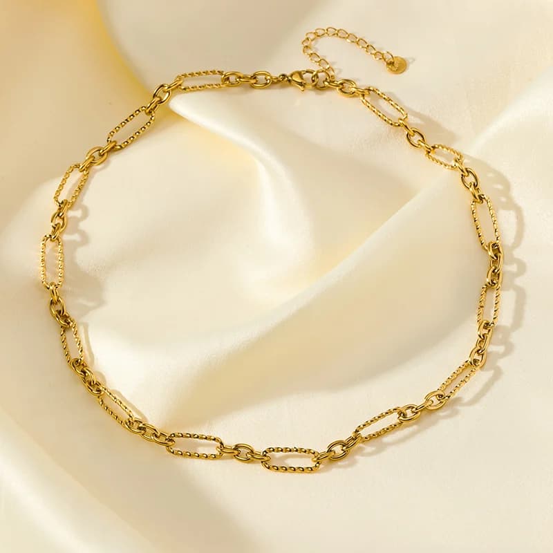 Gold Color Chain Necklace and Bracelet Set