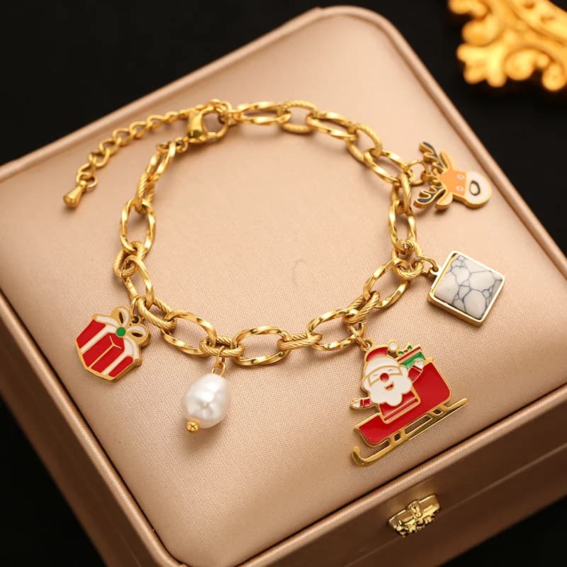 Stainless Steel Snowman Charm Bracelet