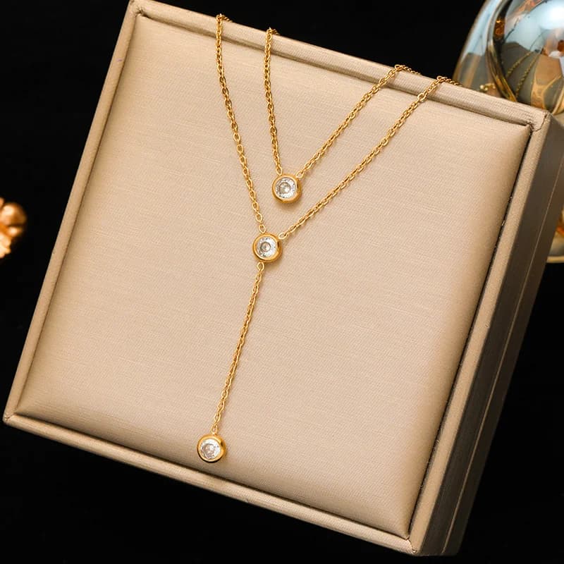 Retro Star Moon Pendant Necklace, Gold Plated
