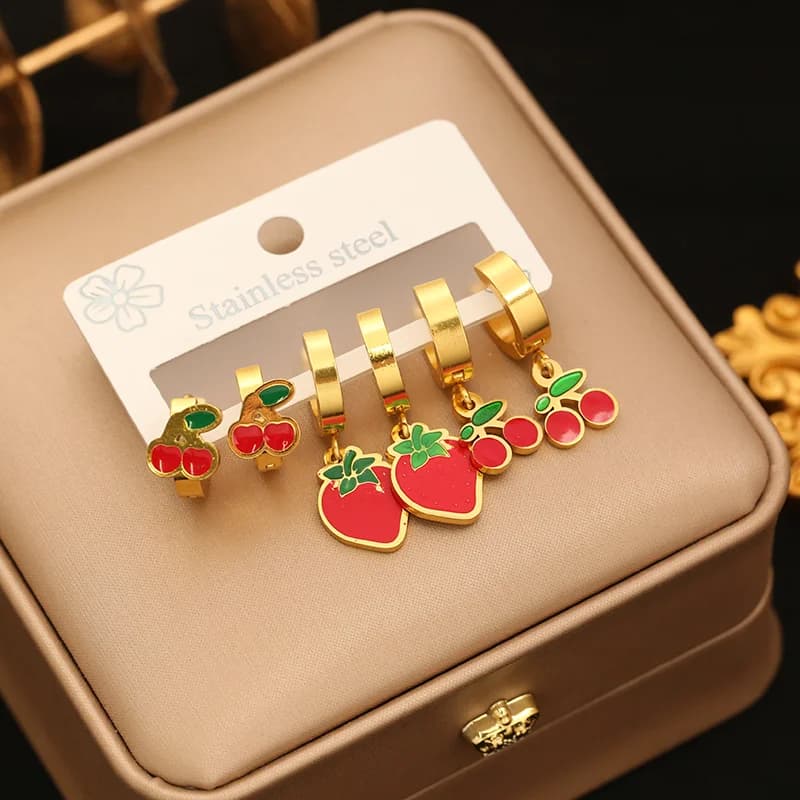 3-Pair Round Black Roman Numeral Earrings Set