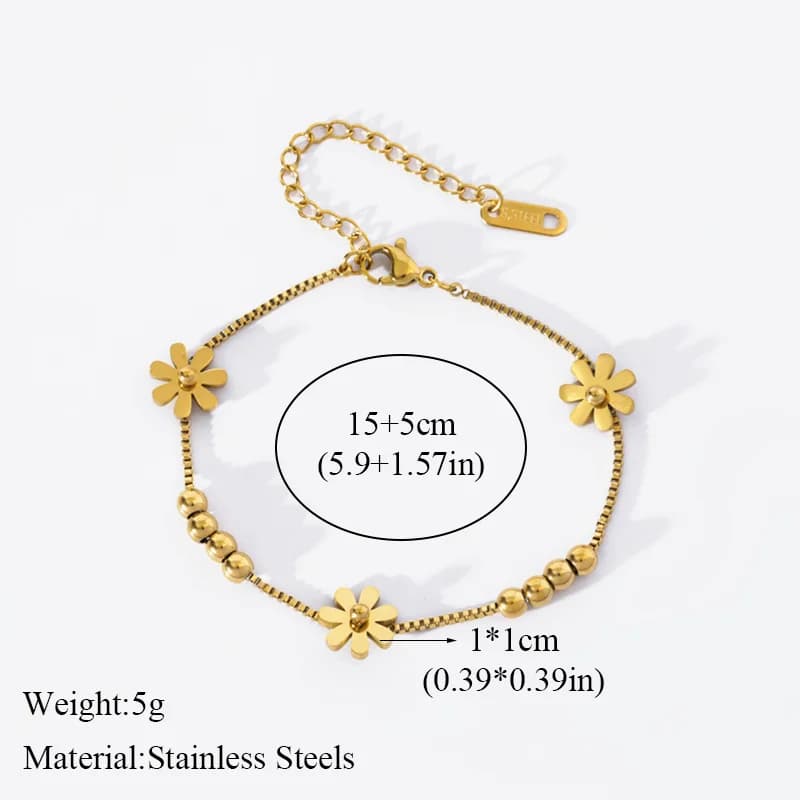 สร้อยข้อมือดอกไม้สีทอง สำหรับผู้หญิงและเด็กหญิง