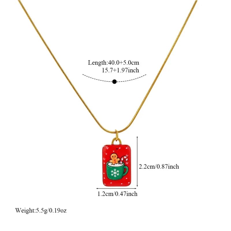Creative Christmas Enamel Pendant Necklace
