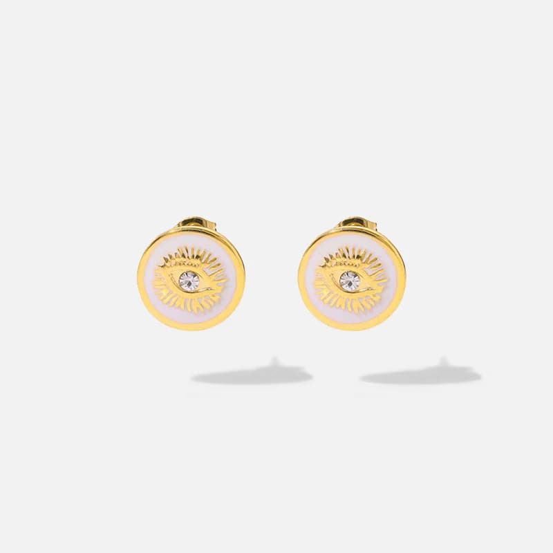 White Stone Earrings, 316L Stainless Steel