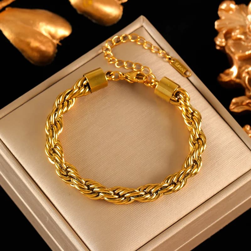 8mm Thick Twist Chain Necklace and Bracelet Set