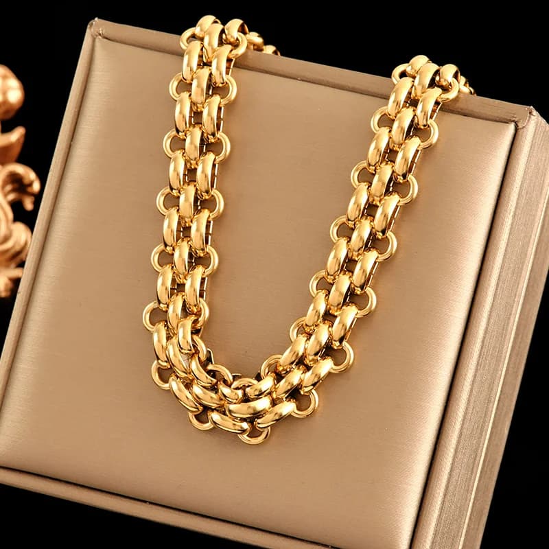 316L Stainless Steel Gold Cuban Chain Necklace
