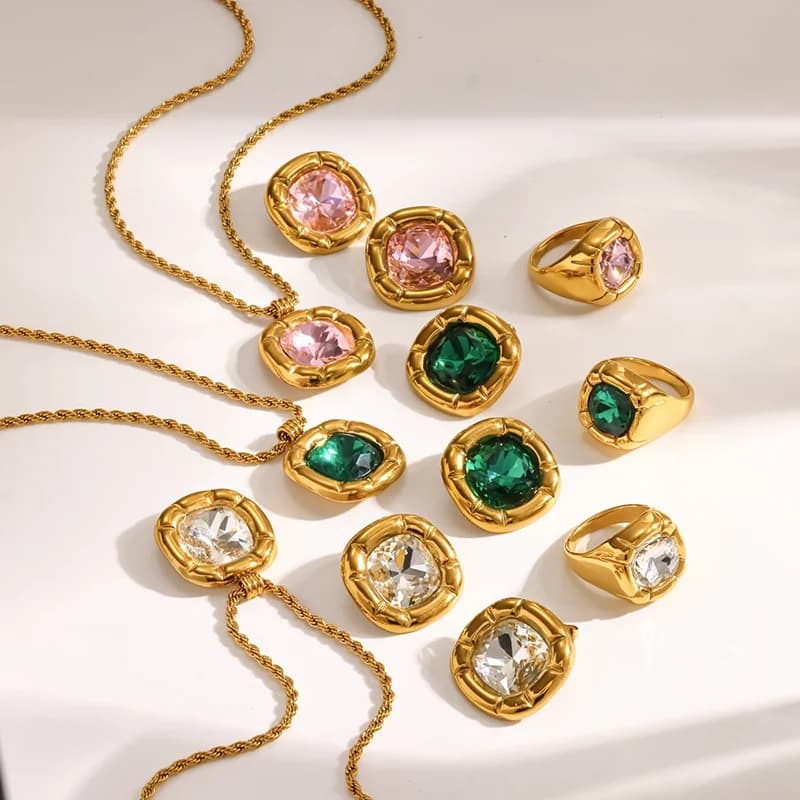 Cubic Zirconia Choker Necklace and Earring Set