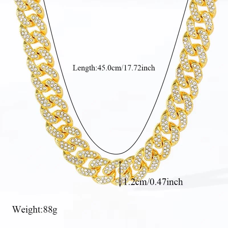 Geometric Cuban Chain Necklace and Bracelet Set