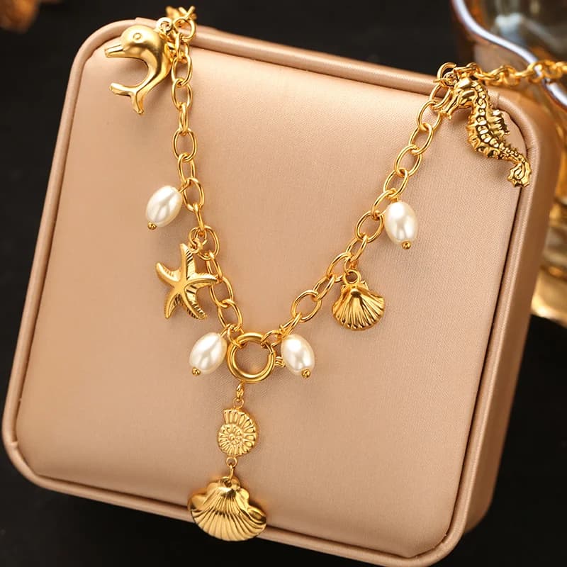 Stainless Steel Gold Pendant Necklace