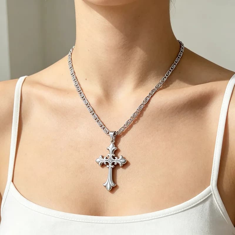 Cross Metal Pendant Necklace