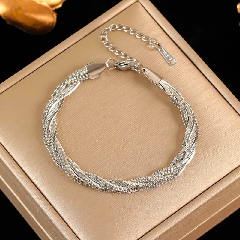 Cross Woven Chain Necklace and Bracelet Set