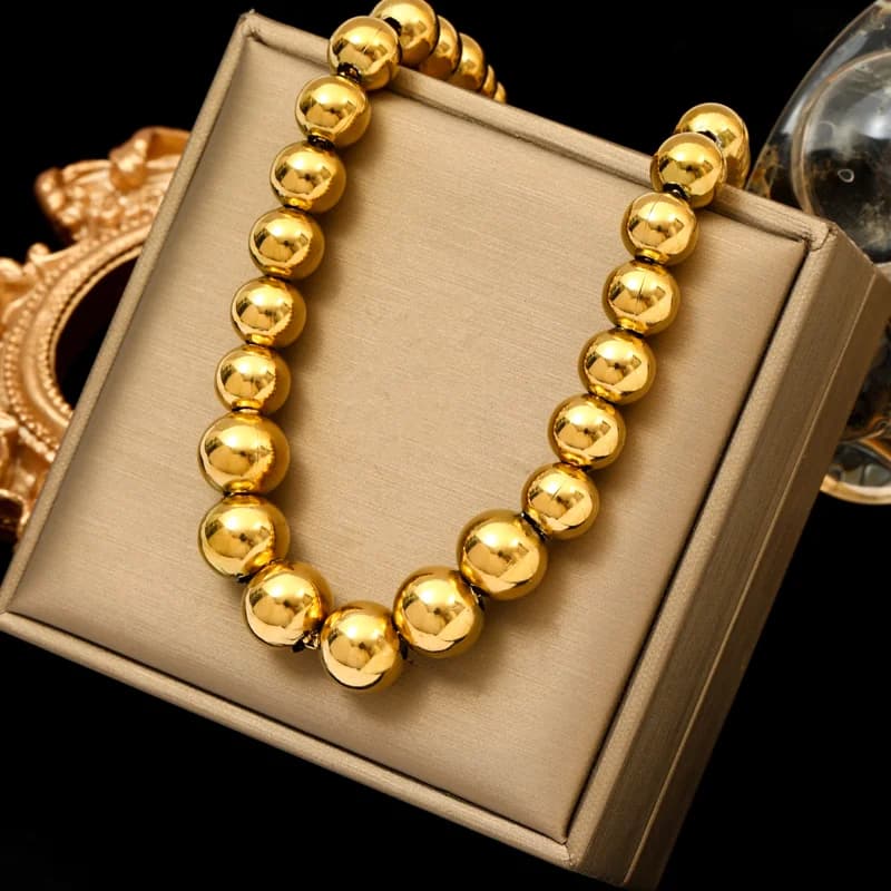 Stainless Steel Gold Thick Link Chain Necklace