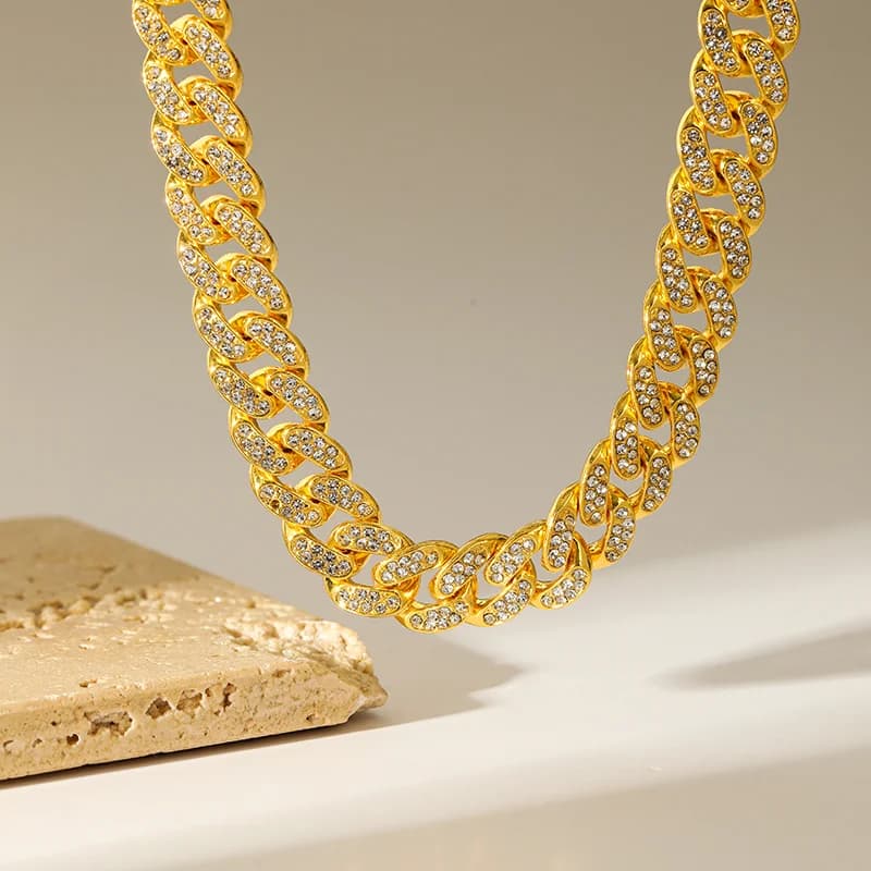 Geometric Cuban Chain Necklace and Bracelet Set