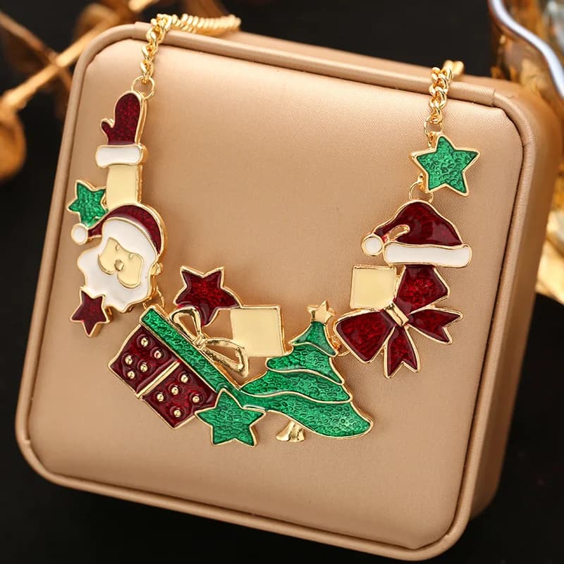 Christmas Snowflake and Bell Pendant Necklace