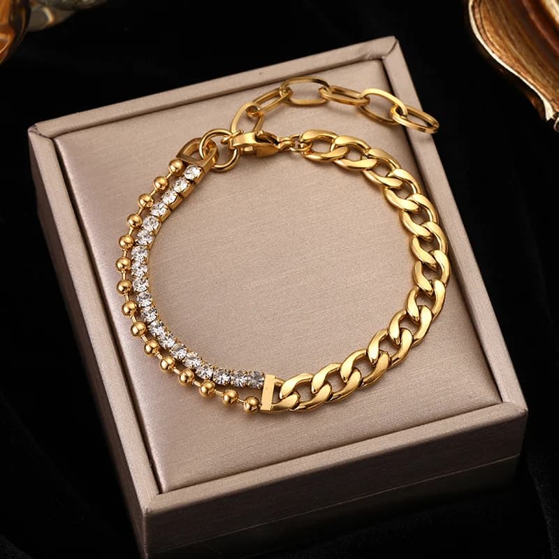 Sparkling Zircon Crystal Chain Bracelet