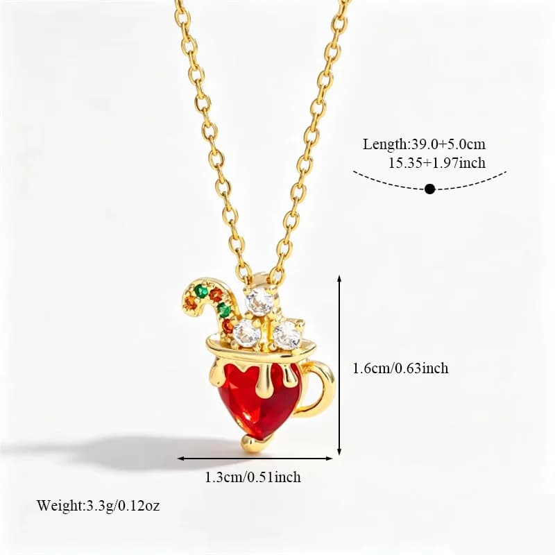Christmas Sock Enamel Pendant Necklace