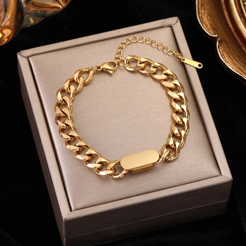 Thick Chain Bracelet, Gold and Silver Color