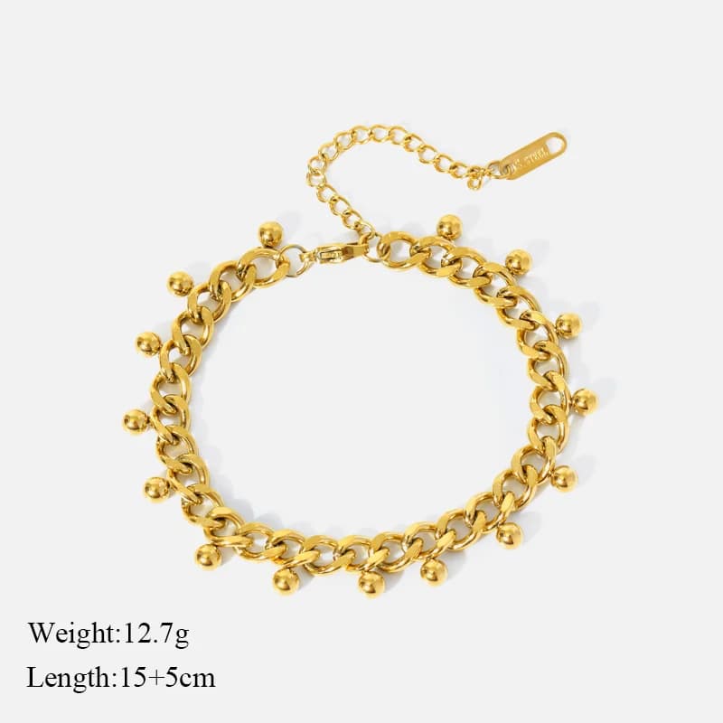 ชุดสร้อยคอโชกเกอร์และสร้อยข้อมือโซ่เส้นใหญ่ สีทอง