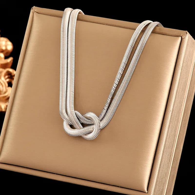 Knot Chain Necklace, 18K Gold Plated