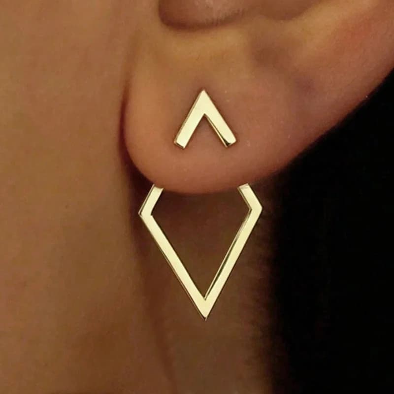 C-Shape Stud Earrings, Gold Plated Stainless Steel