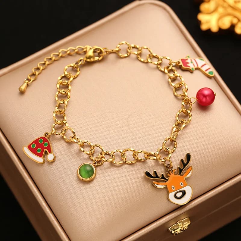 Stainless Steel Snowman Charm Bracelet
