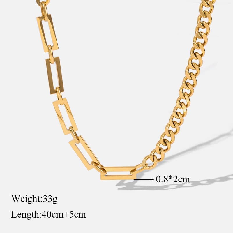 Big Link Chain Collar Necklace, Gold Color
