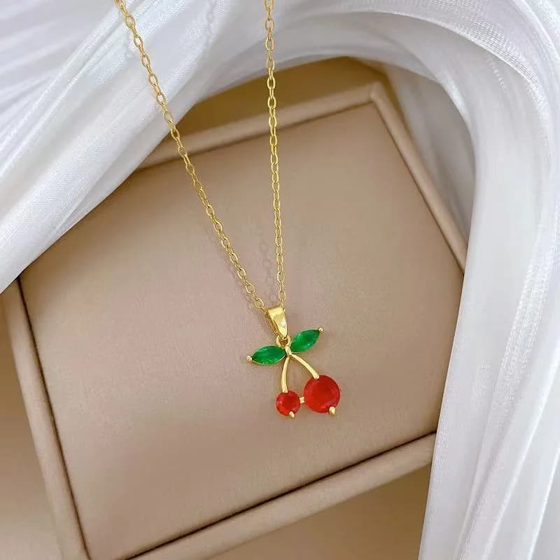 Zircon Moon Heart Pendant Necklace, Gold Plated