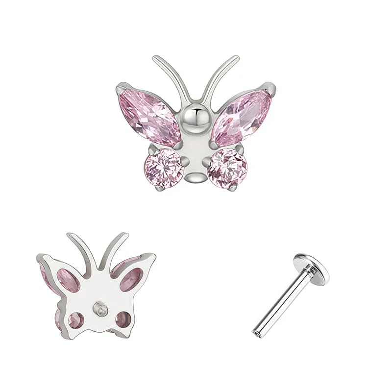 Titanium Spiral Butterfly Zircon Body Piercing