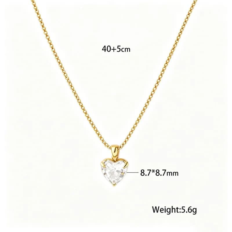 Shiny Cubic Zirconia Heart Collar Necklace